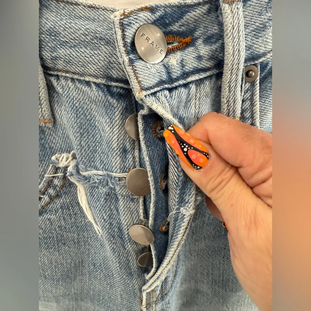 Frame Layered Look Distressed Jeans - Image 4