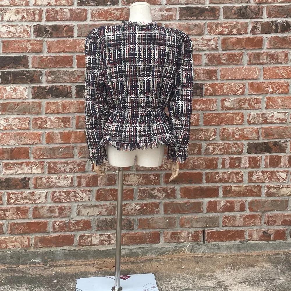 Halogen petite plaid woven blazer with an adjustable waist and fringe / LP - Image 13