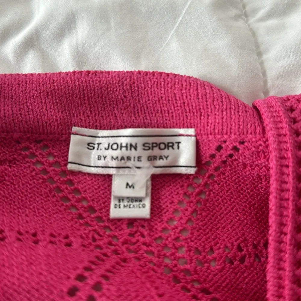 St. John Sport Pink Knit Long Cardigan Sweater - Image 3