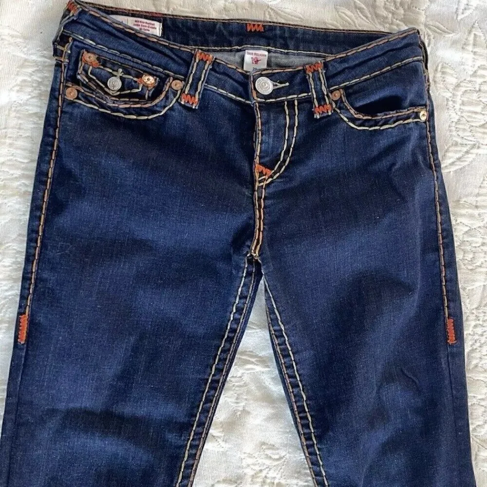 True Religion Becca Jeans Sz Women’s 29 Blue Dark Wash Mid Rise Boot cut Stretch - Image 11