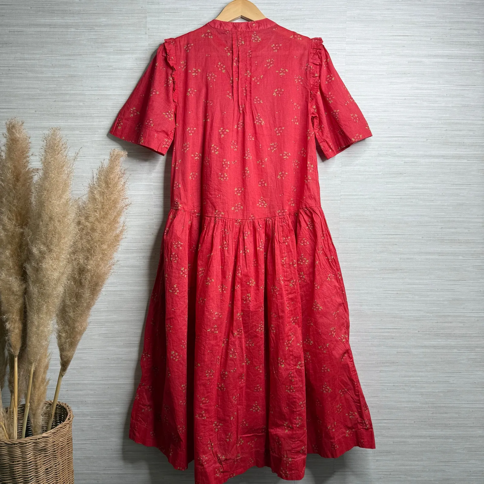 Free People floral dress midi cotton pleated boho femme XS - Image 4