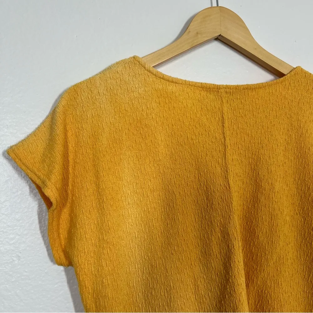 Free People Beach Yellow Textured Cropped Short Sleeve - Image 5
