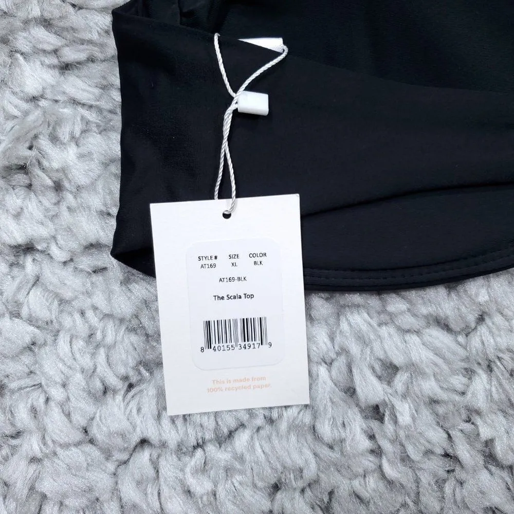 Andie Swim The Scala Bikini Top Strapless V Neck Black Size XL - Image 3