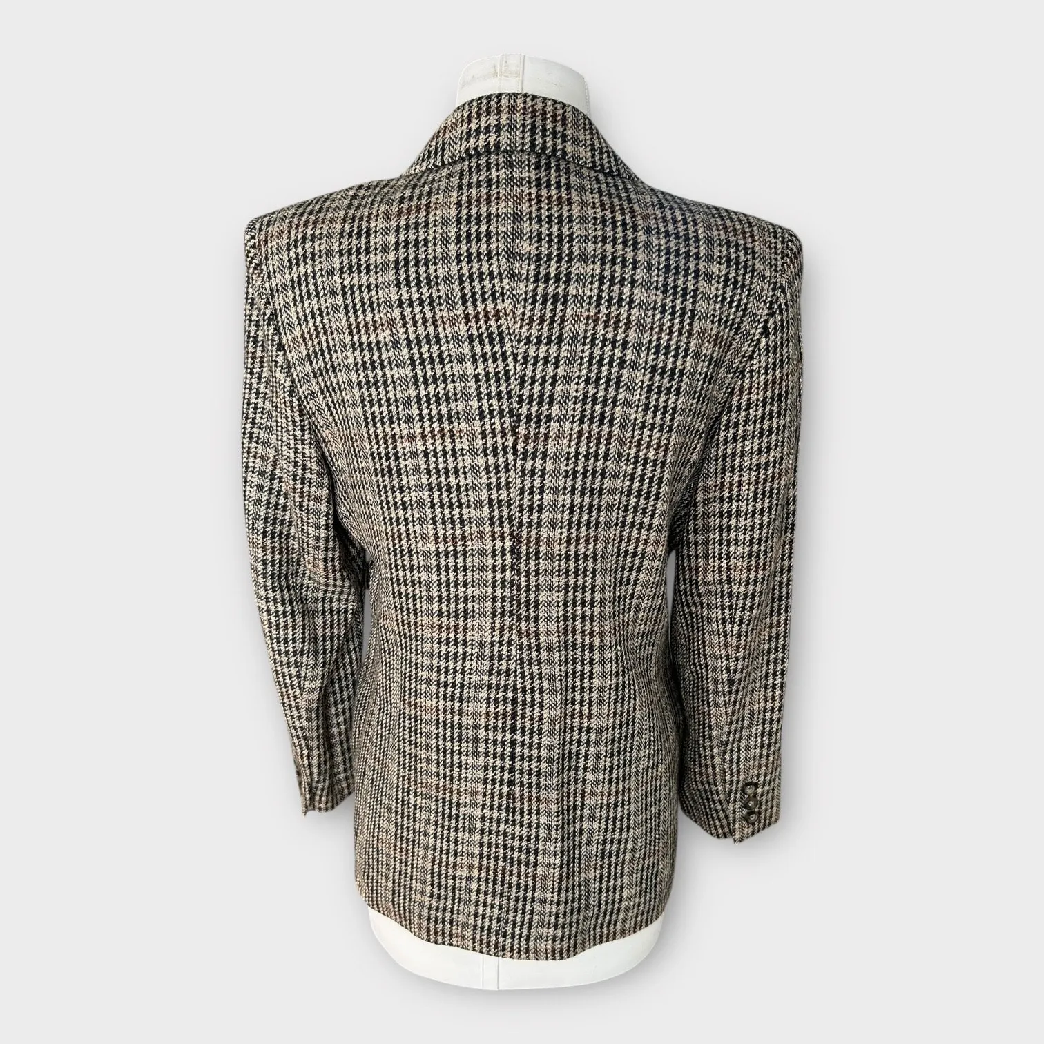 Vintage Austin Reed Houndstooth Wool Blazer Women's sz 8 Preppy Academia Classy Tan - Image 2