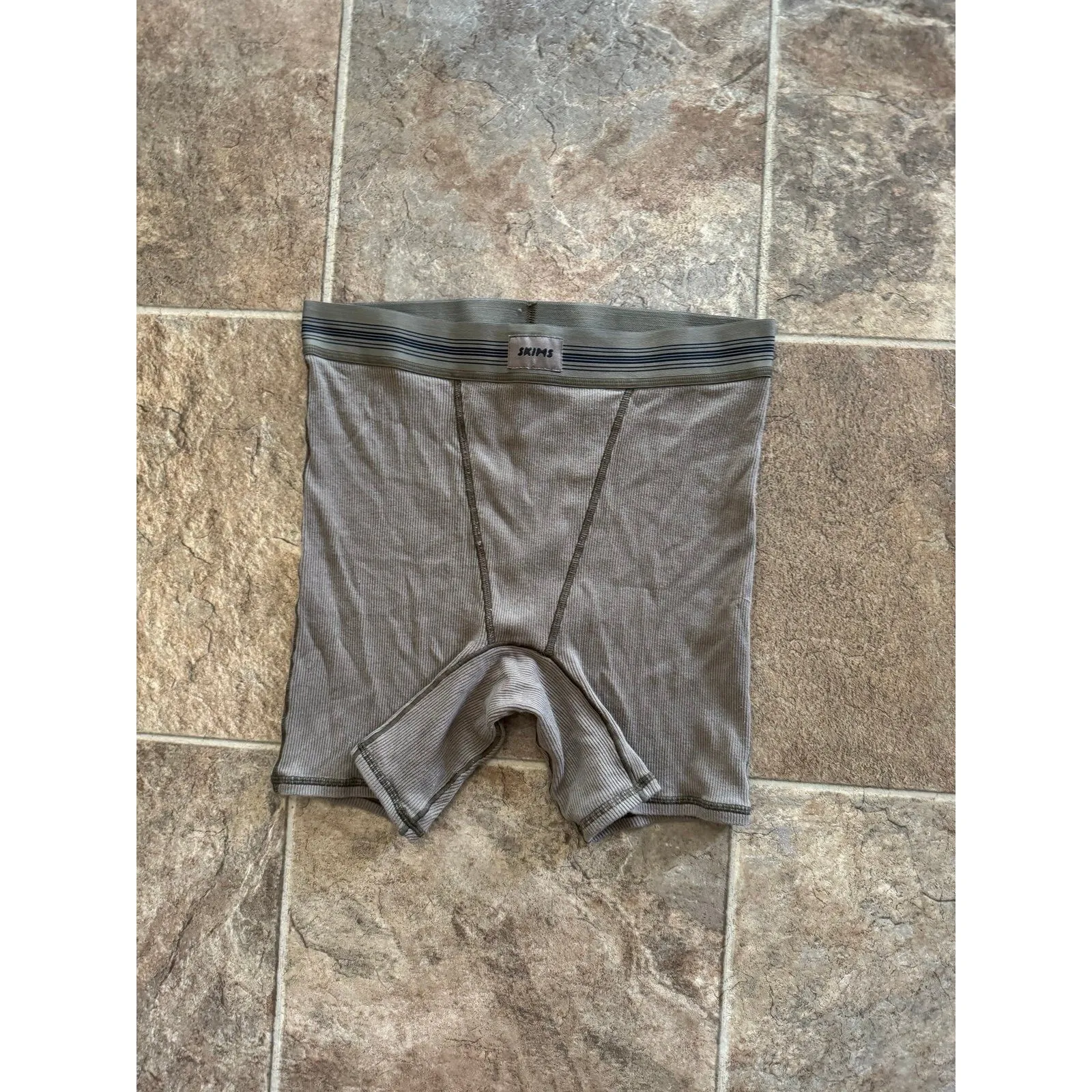 Skims Cotton Rib Boxer Army Size Small - Image 2