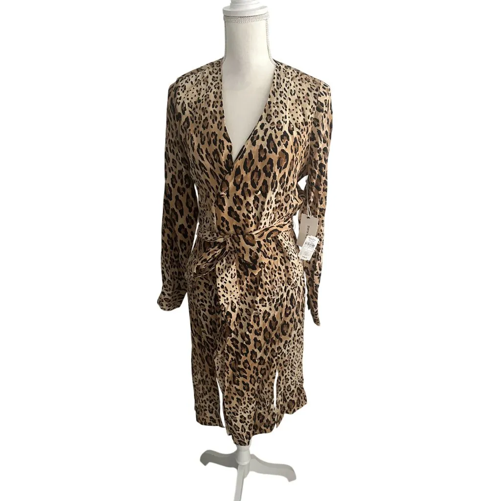 Frame  Leopard Print Button Belted Dress Size Small NEW NWT - Image 3