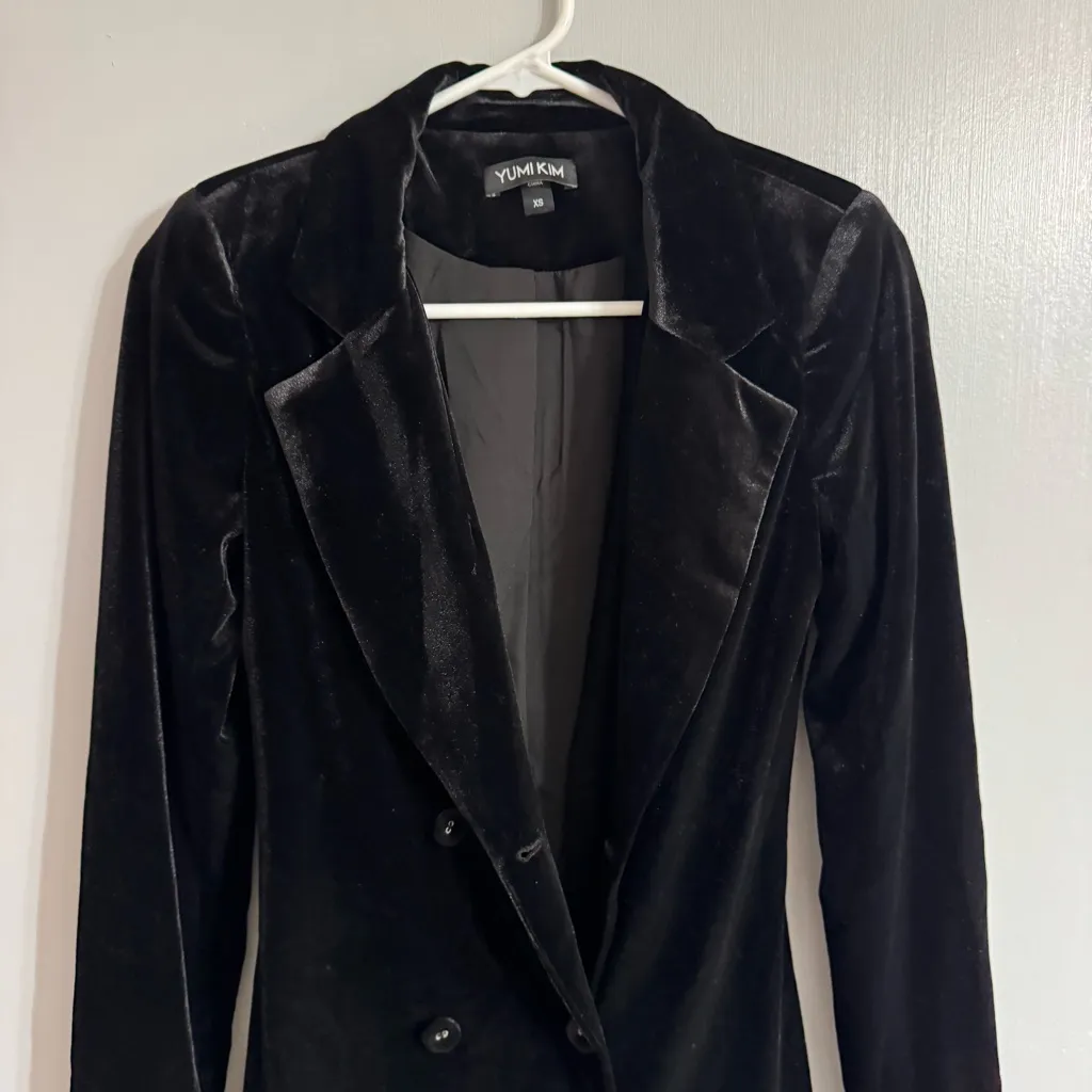Yumi Kim Black Mini Velvet Blazer Style Dress Size XS - Image 7