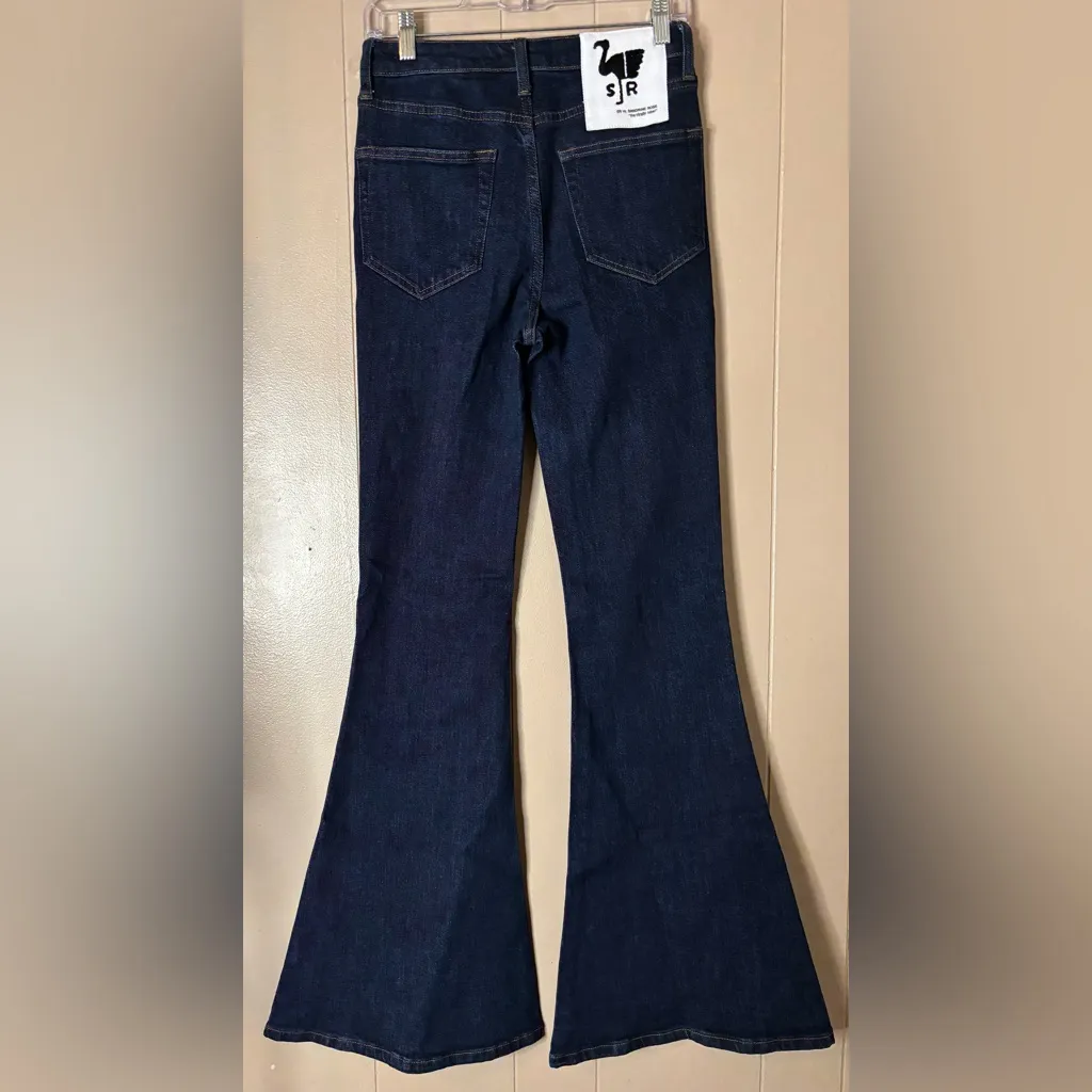 SR VS SANDRINE ROSE “The Virgin Label” Super Flare Wide Leg Jeans Indigo Size 26 Blue - Image 4