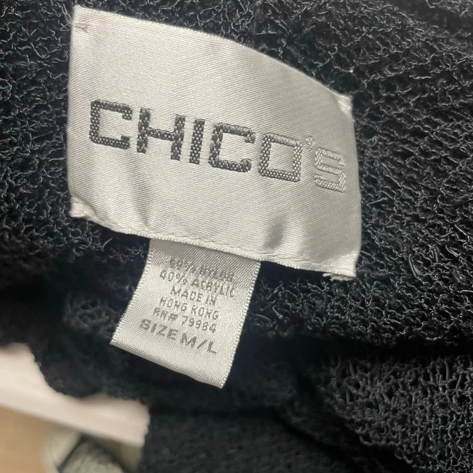 Chicos Size M/L VTG Stretch Open Vest Duster Cardigan Black Travel Minimalist - Image 4