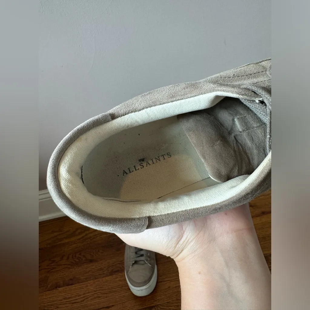 All Saints Women’s Trish Taupe Suede‎ Platform Sneakers Size 9 - Image 7