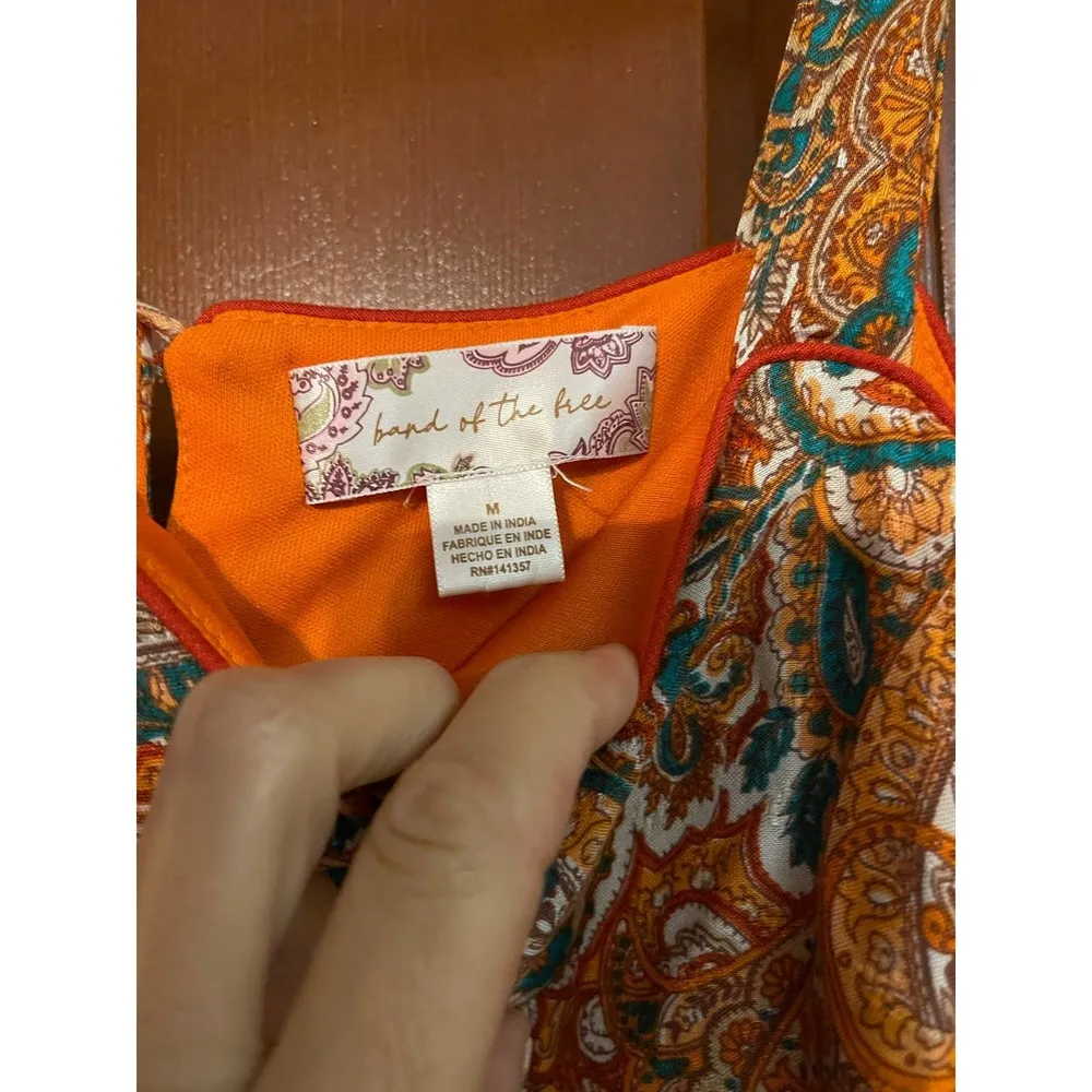 Alejandra Orange Paisley Tiered Maxi Dress In Ivory/Orange Medium - Image 7