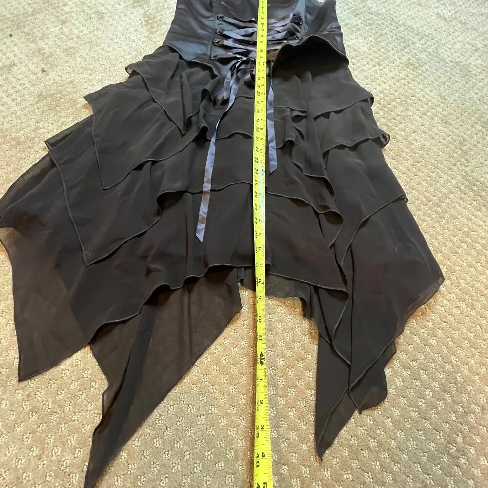 VTG Sarah McClintock Brown Corset Prom Dress Y2K 14 Fairycore Dark Grunge Gothic - Image 8