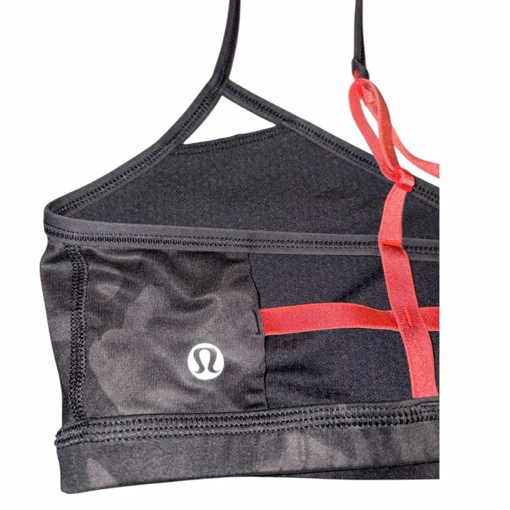 Lululemon RARE Seek the Heat Cage Bra-Inky Floral Soot/Red Size 8 - Image 2