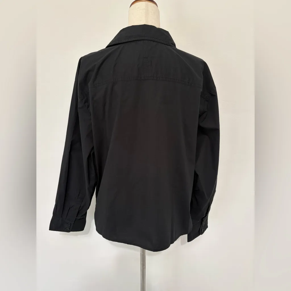 Quince 100% Organic Cotton Poplin Long Sleeve Boyfriend Button Down Shirt Sz L Black Size L - Image 5
