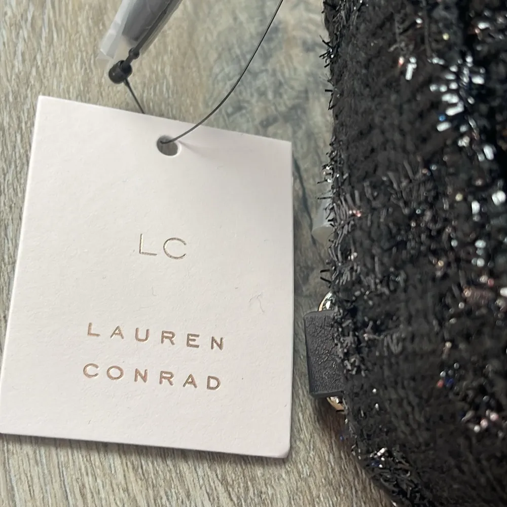 Lauren Conrad Black Tweed Textured Sling Crossbody/Mini Backpack - Image 8