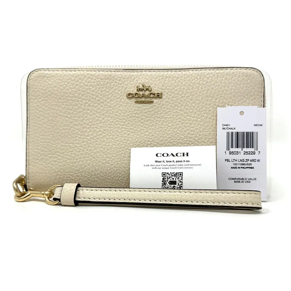 Coach Long Zip Around Wallet Chalk White Leather C4451 - Image 2