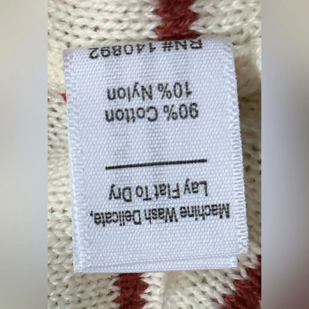 Marine Layer Sage Polo Sweater Red Cream Stripe Knit Top Cotton Blend XL NWT - Image 6