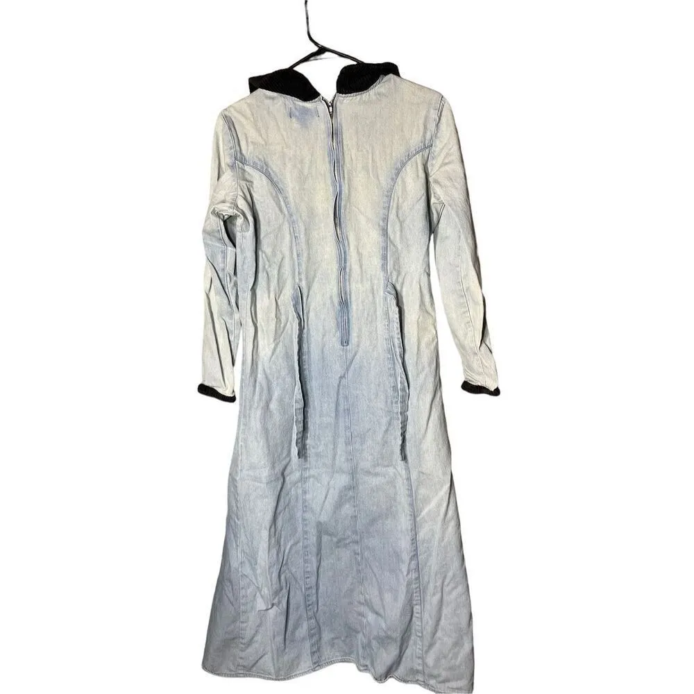 Vintage Fads‎ Denim Cottagecore Maxi Dress Modest Grunge 90s 80s Size 8 Blue - Image 12