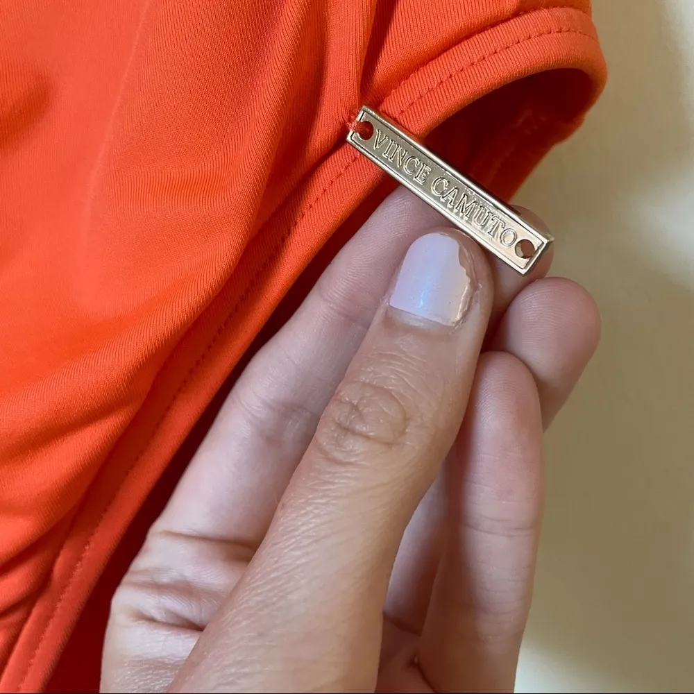 Vince Camuto Swim Nylon Bandeau Orange Tangerine Ruffle Shoulder One Piece Swim - Image 3