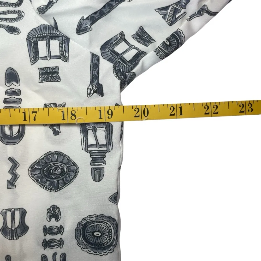 Southern Lady Womens White Gray Button Up Blouse Western Size 9/10 Ranch Tribal - Image 8