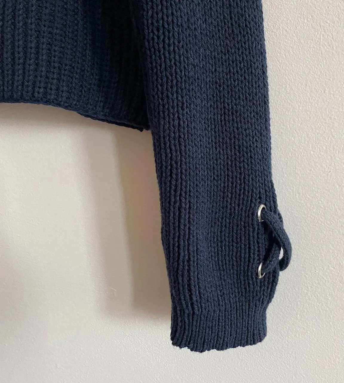 Wooden Ship Blue Deep VNeck Crop Top Knitted Sweater - Image 5