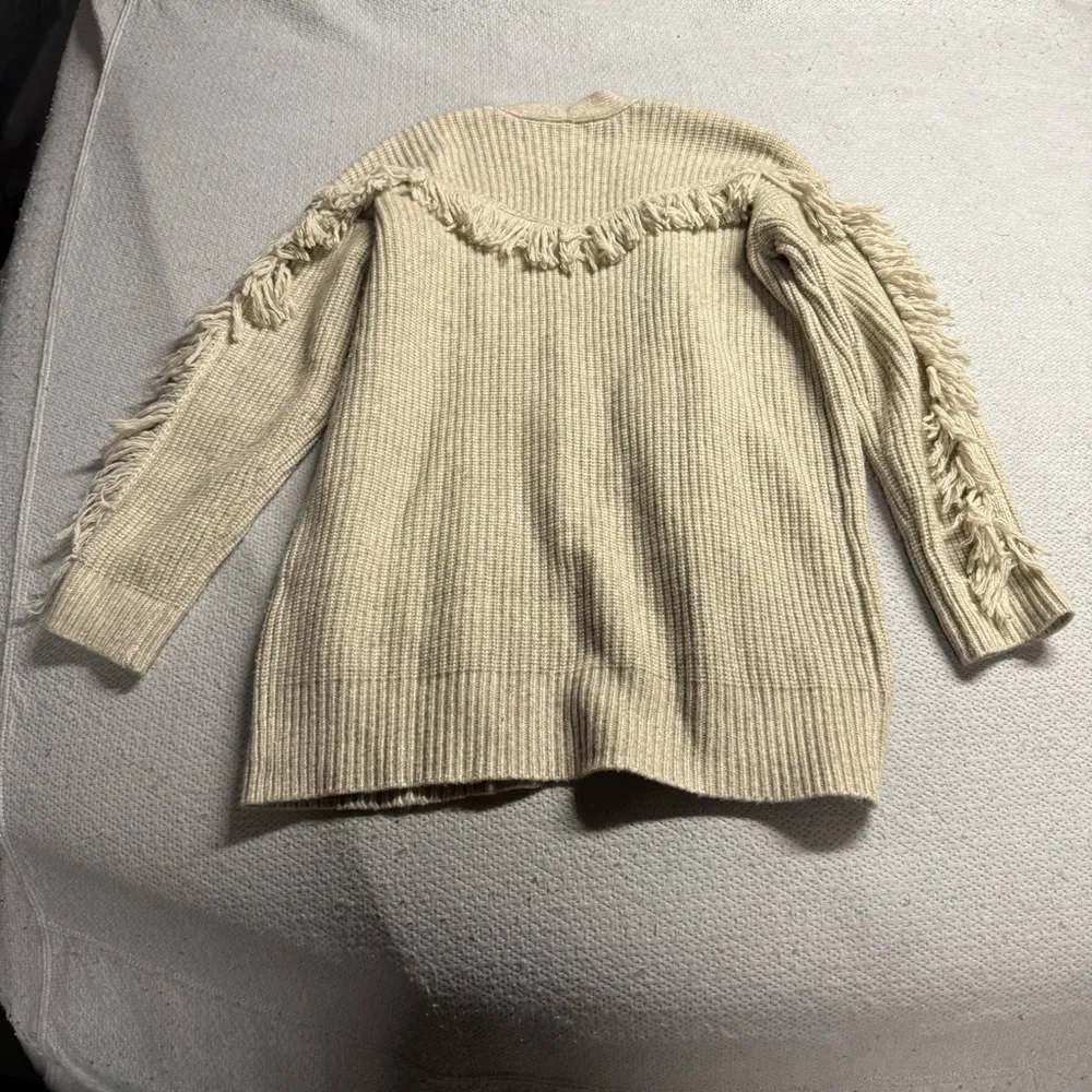 Tularosa Cream Fringe Knit Wool Blend Sweater Cardigan Western Festival Boho XS - Image 5