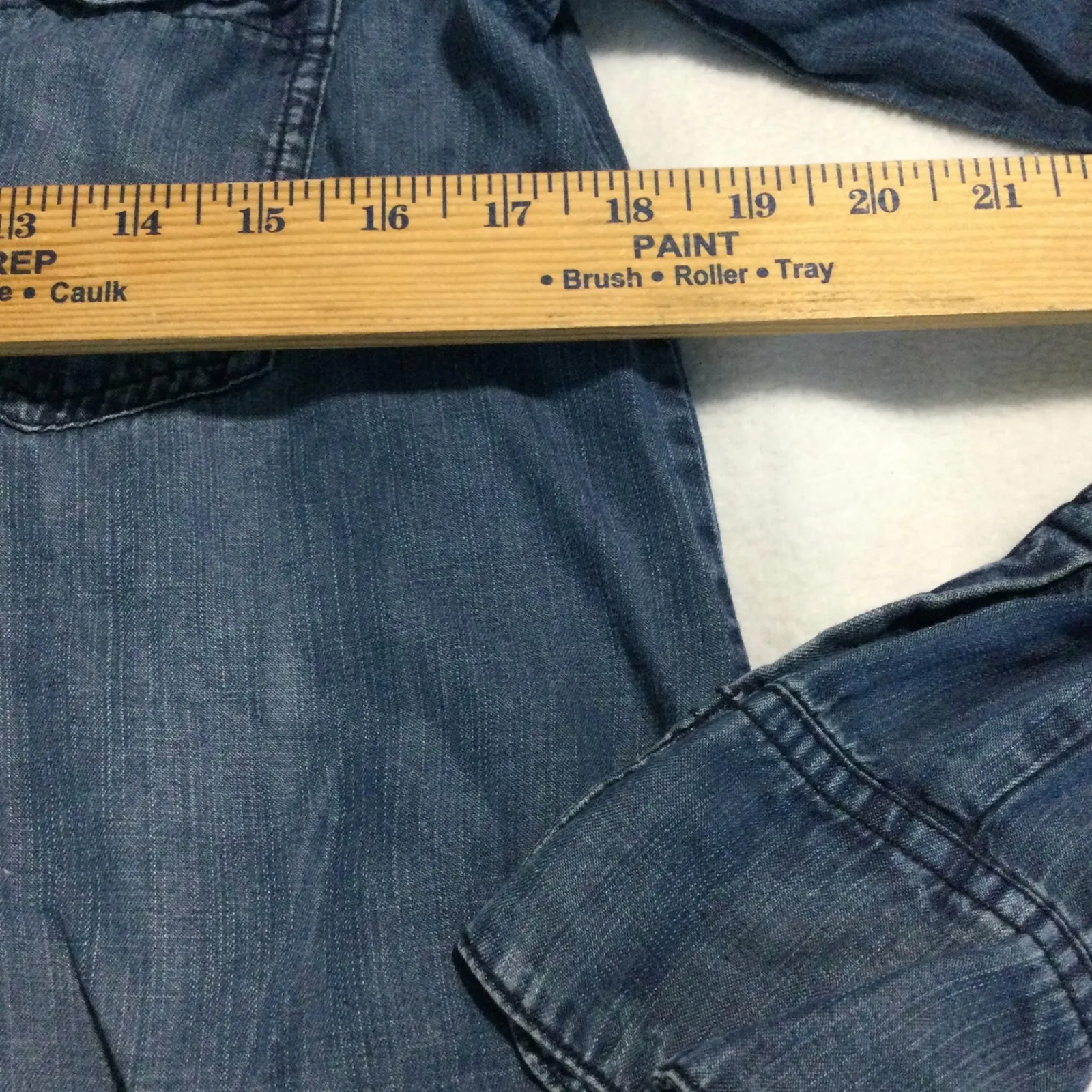 Buffalo David Bitton Denim Chambray Button Down Shirt Blue Long Sleeve size S - Image 2