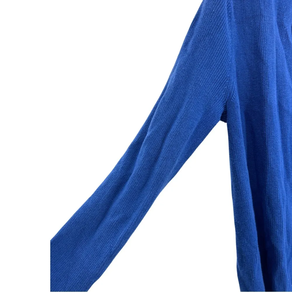 Talbots M royal blue cotton blend open front cardigan casual business office - Image 3