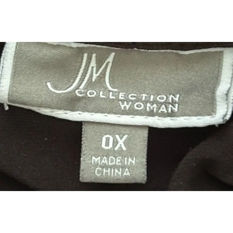 JM Collection Women's Black White Floral Long Sleeve Blouse w/Jacket Size‎ 0X=14 - Image 3