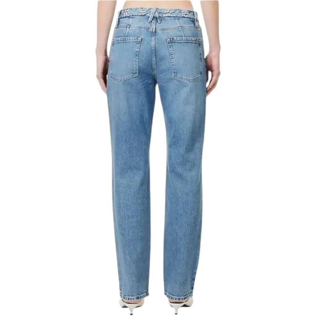 Good American Good Icon Studded Straight Jeans in Indigo895 NWT size 12/31 - Image 2