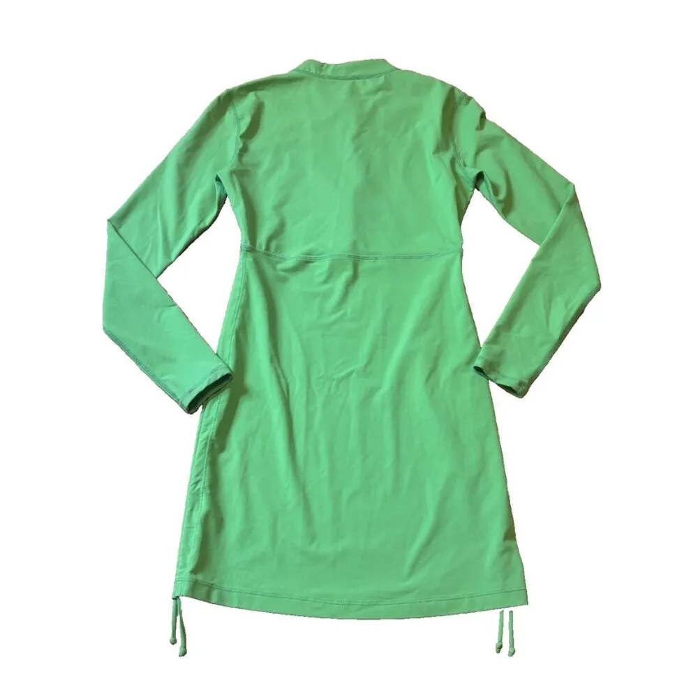 Athleta Swim XS Tidal Long Sleeve ZipUp Ruched Rash Guard Coverup Dress Green - Image 8