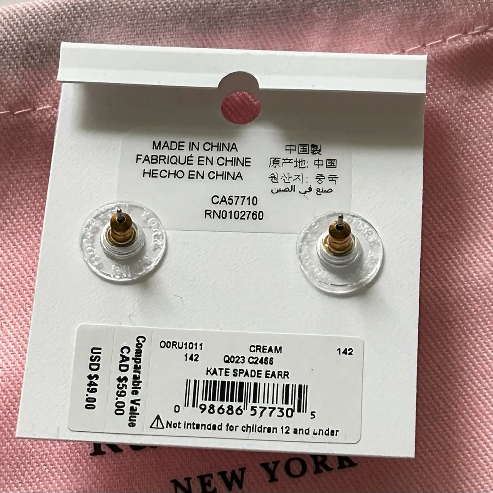 kate spade  Pearl Gumdrop Studs earrings NWT - Image 3