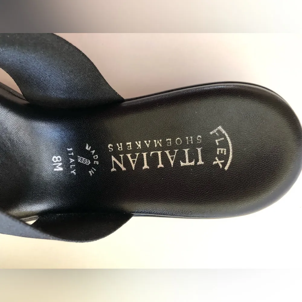 ITALIAN SHOEMAKERS FLEX SIZE 8M Womens Slip On Wedge Sandals Embellished Black - Image 3