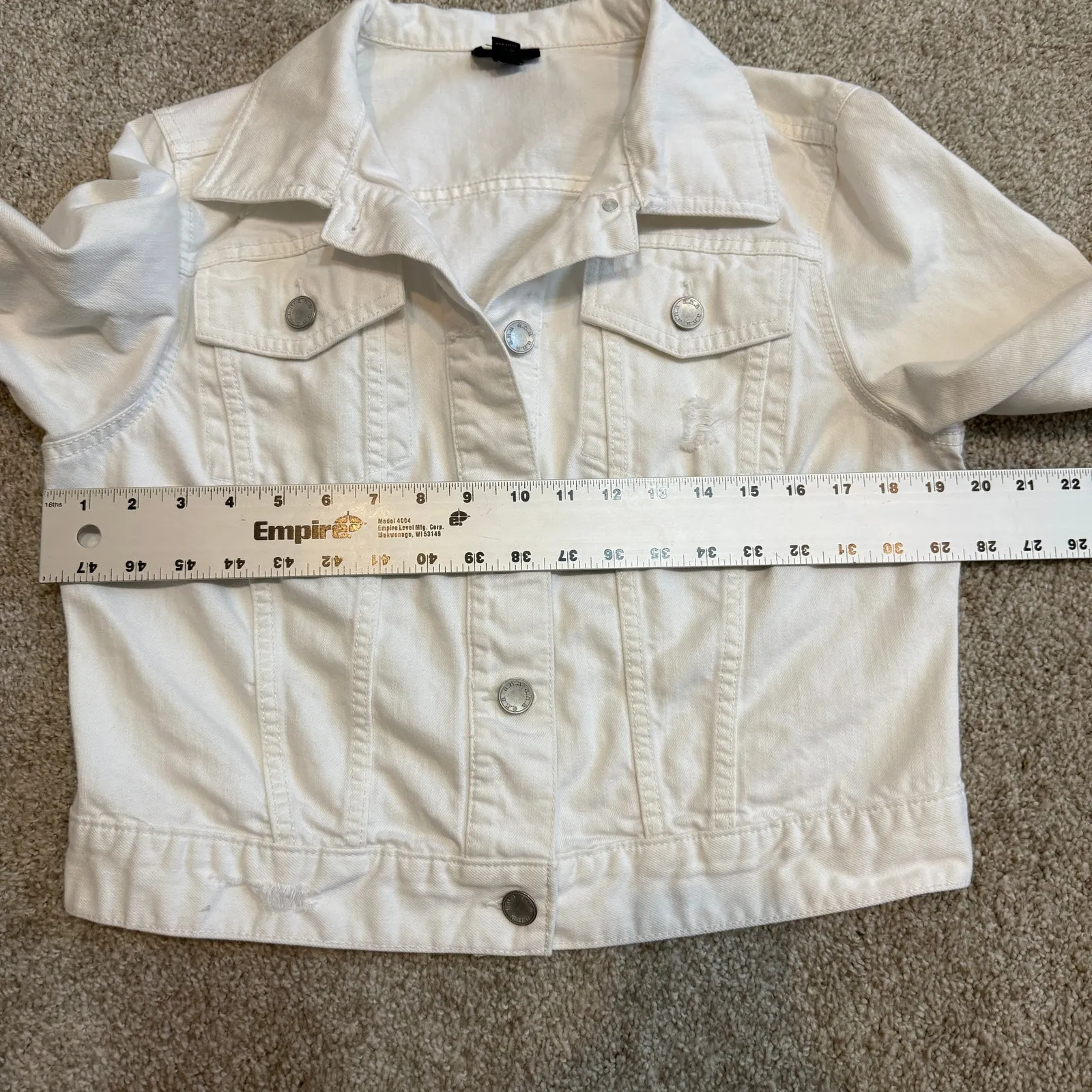 a.n.a. large distressed button front jean denim jacket C 2714 White - Image 2