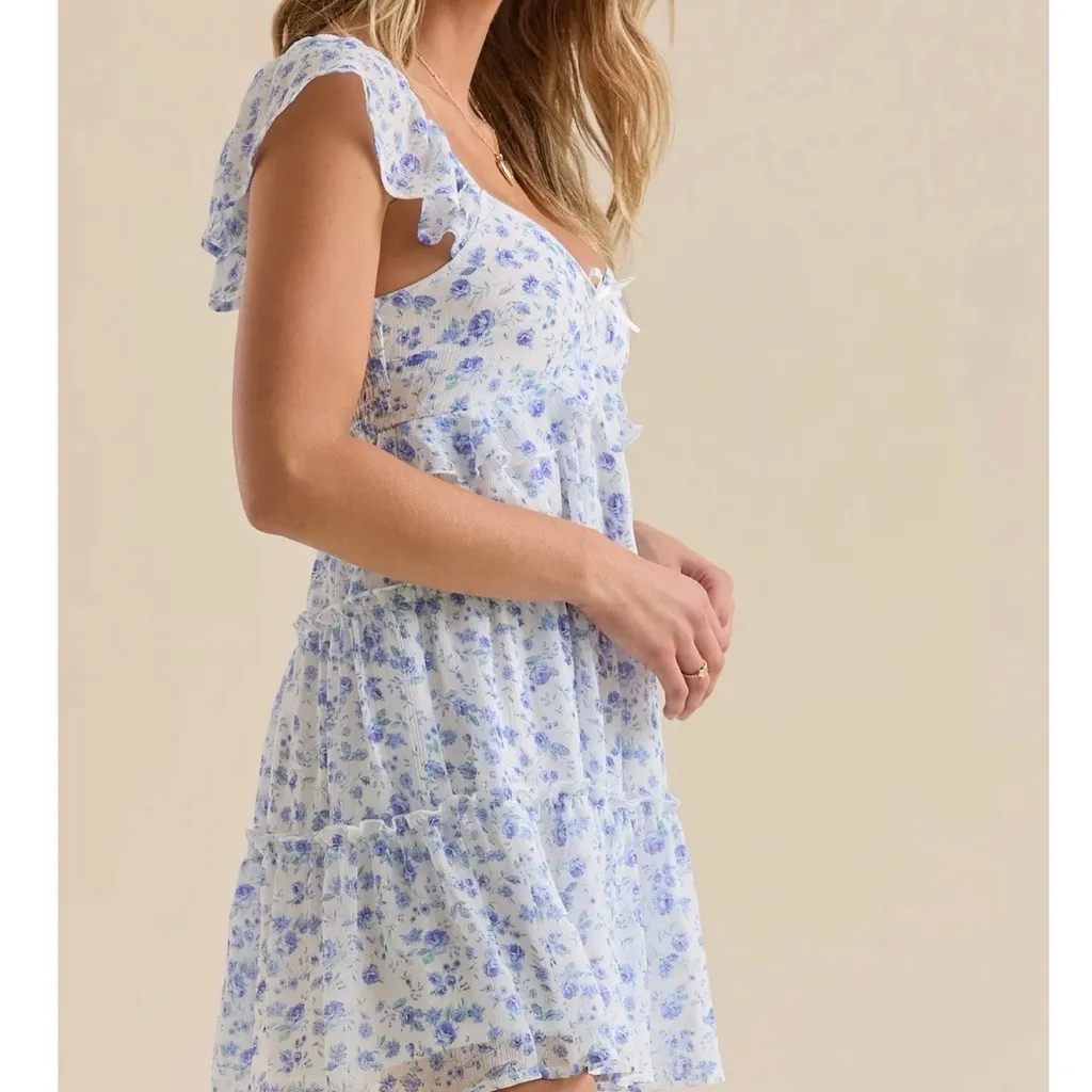 NEW Altar’d State Blue and White Floral Mini Dress Size Medium NWT - Image 3