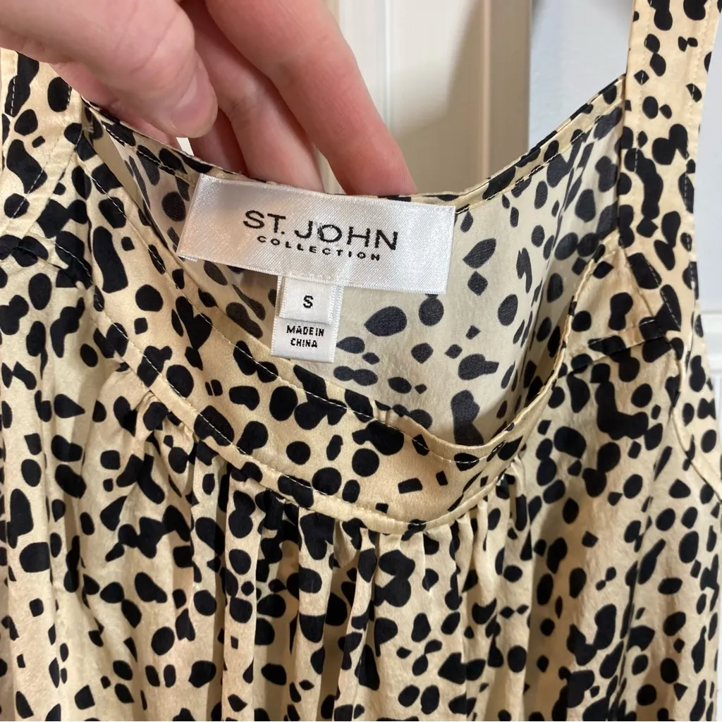 St John Sleeveless‎ Leopard Silk Top size small animal print office career work - Image 2