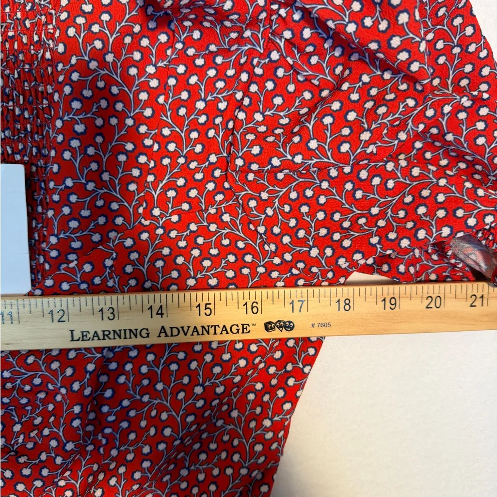 French Connection women’s Elao floral Red drape puff sleeve‎ dress size 10 NWT - Image 3