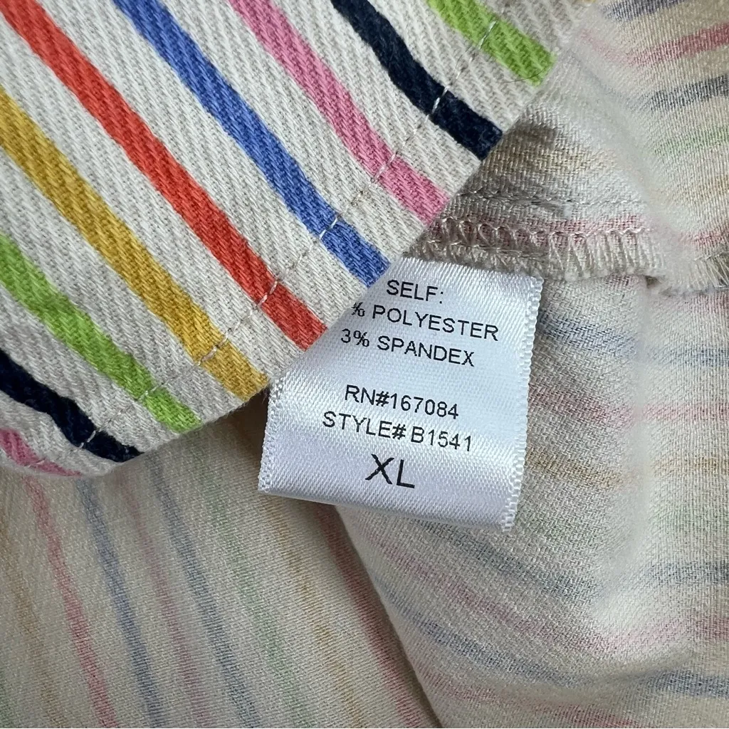 Tuckernuck Pomander Place Rainbow Stripe Finley Flutter Sleeve Top XL - Image 6