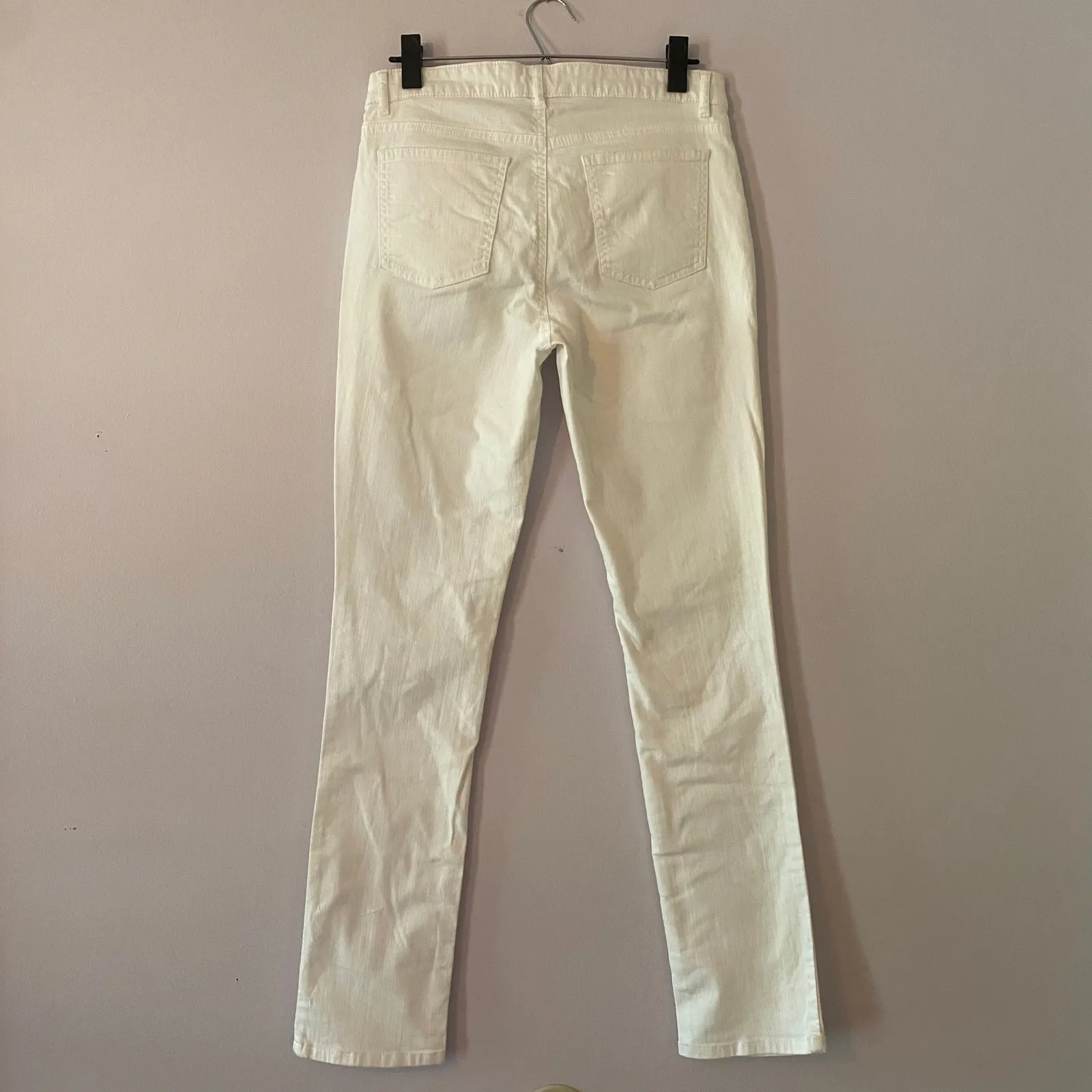 Eileen Fisher White Mid Rise Jeans Pants Straight Slim Fit Cotton Women size 4 - Image 6
