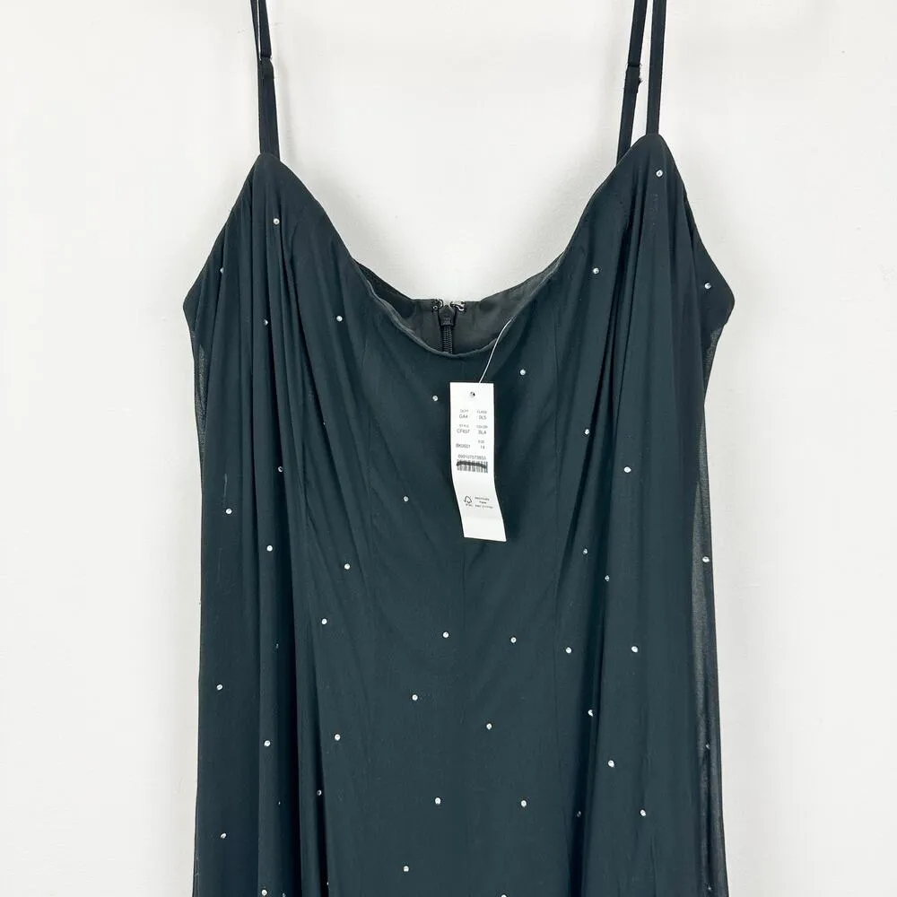 J.Crew Embellished Slip Gown Black Maxi Long Dress Formal Evening US 14 NWT - Image 7