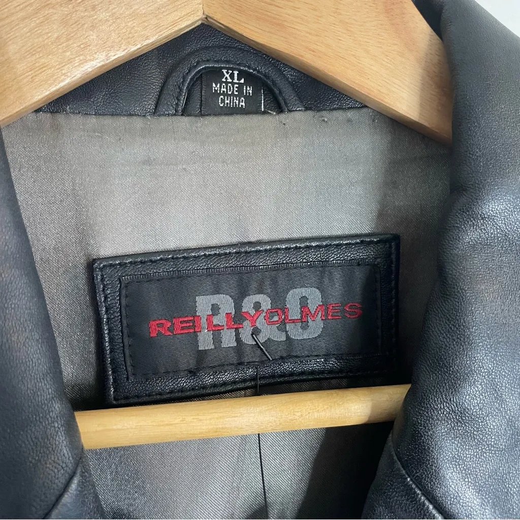 Authentic Reilly Olmes R & O Black Leather Ladies Jacket Size XL vintage y2k - Image 2