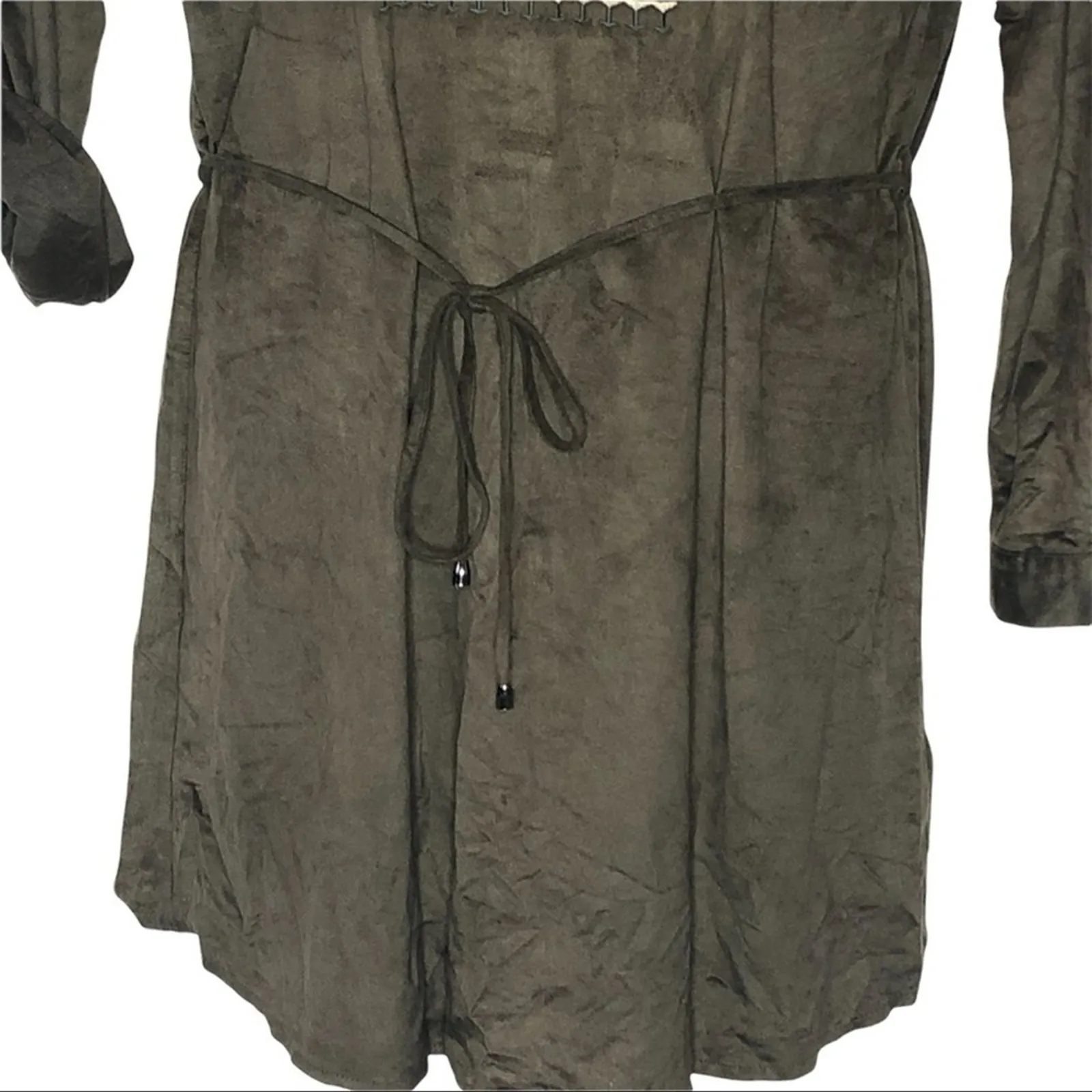 Anthropologie Lulumari Green Suede-Like Embroidered Dress Large - Image 6