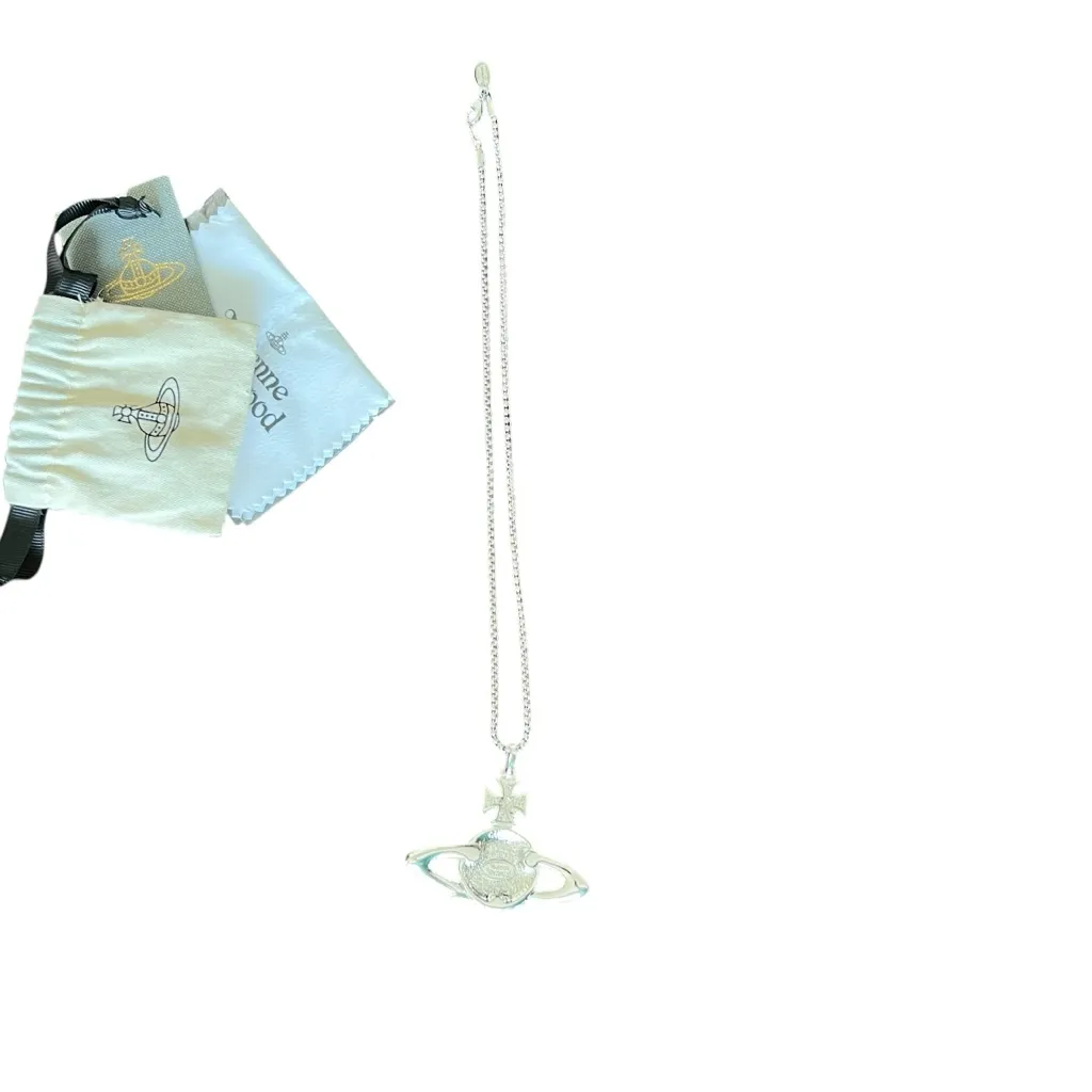 Vivienne Westwood Large Shooting Star Orb Necklace 17” with dust bag, cloth - Image 6