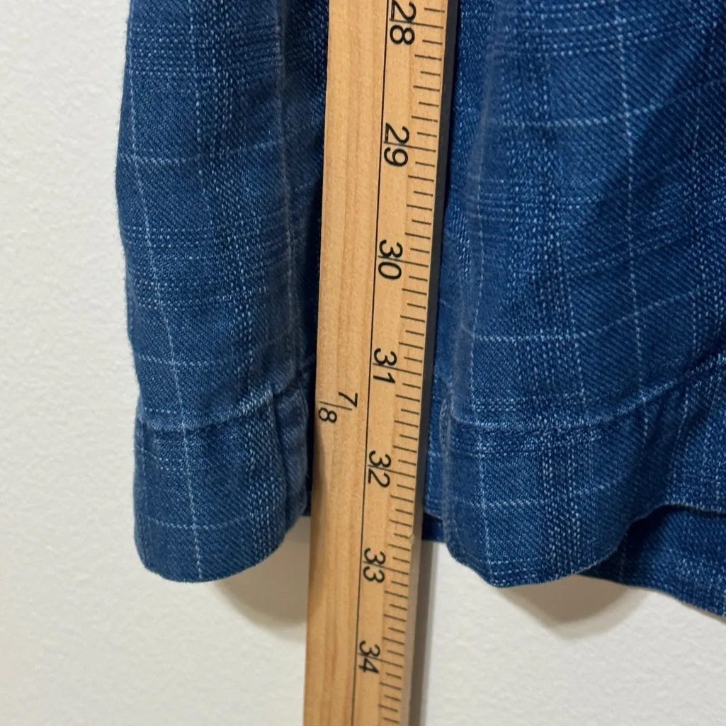 Madewell denim babydoll shirt dress indigo plaid blue size xs - Image 9