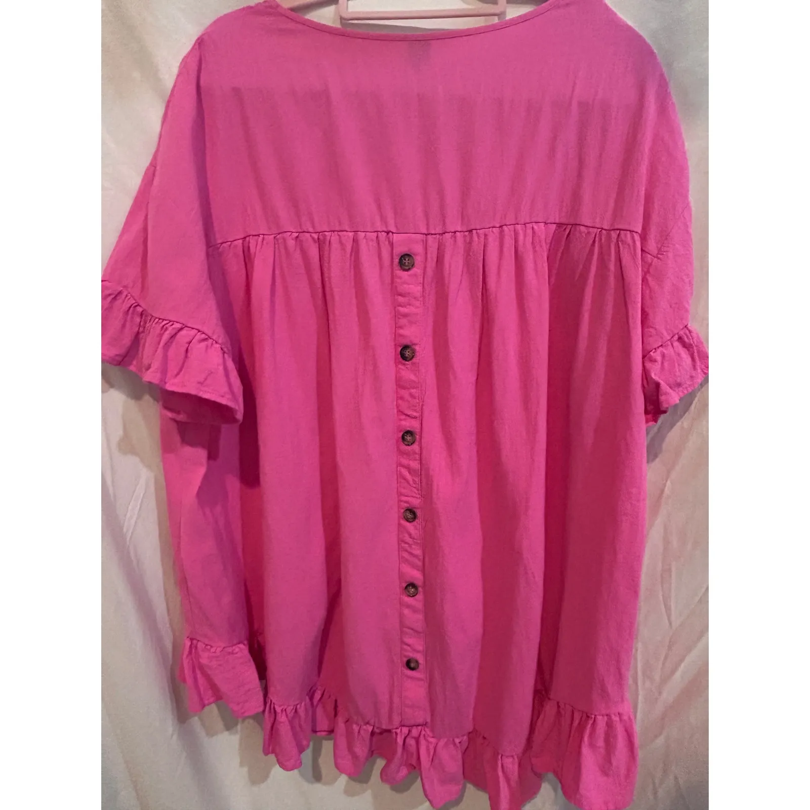 SHEIN CURVE Hot Pink Ruffle Hem High Low Tunic Top Plus Size 1X - Image 2