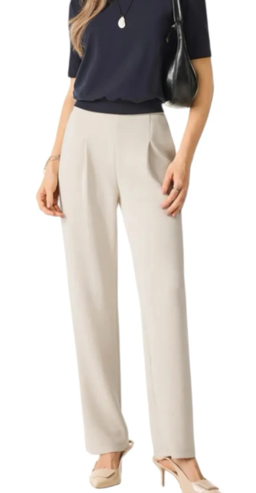 NWT OGL Sandwashed Spacer Mid Rise Straight Leg Pull On Trouser Pants Size Small - Image 1