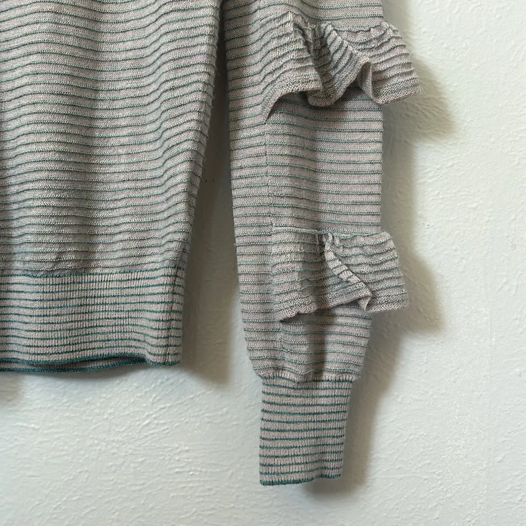 Rebecca Taylor del Ruffle sleeve Crew Neck stripe Sweater wool alpaca size XS - Image 5