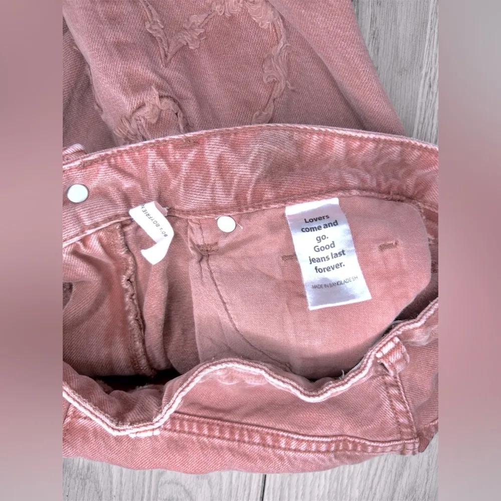PACSUN Women’s 90’s Boyfriends Flower Embroidered Maroon Jeans - Image 8