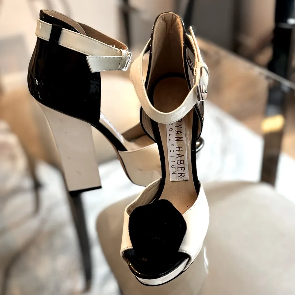 Ryan Haber Collection Black and White Platform Heels Size 6 - Image 7