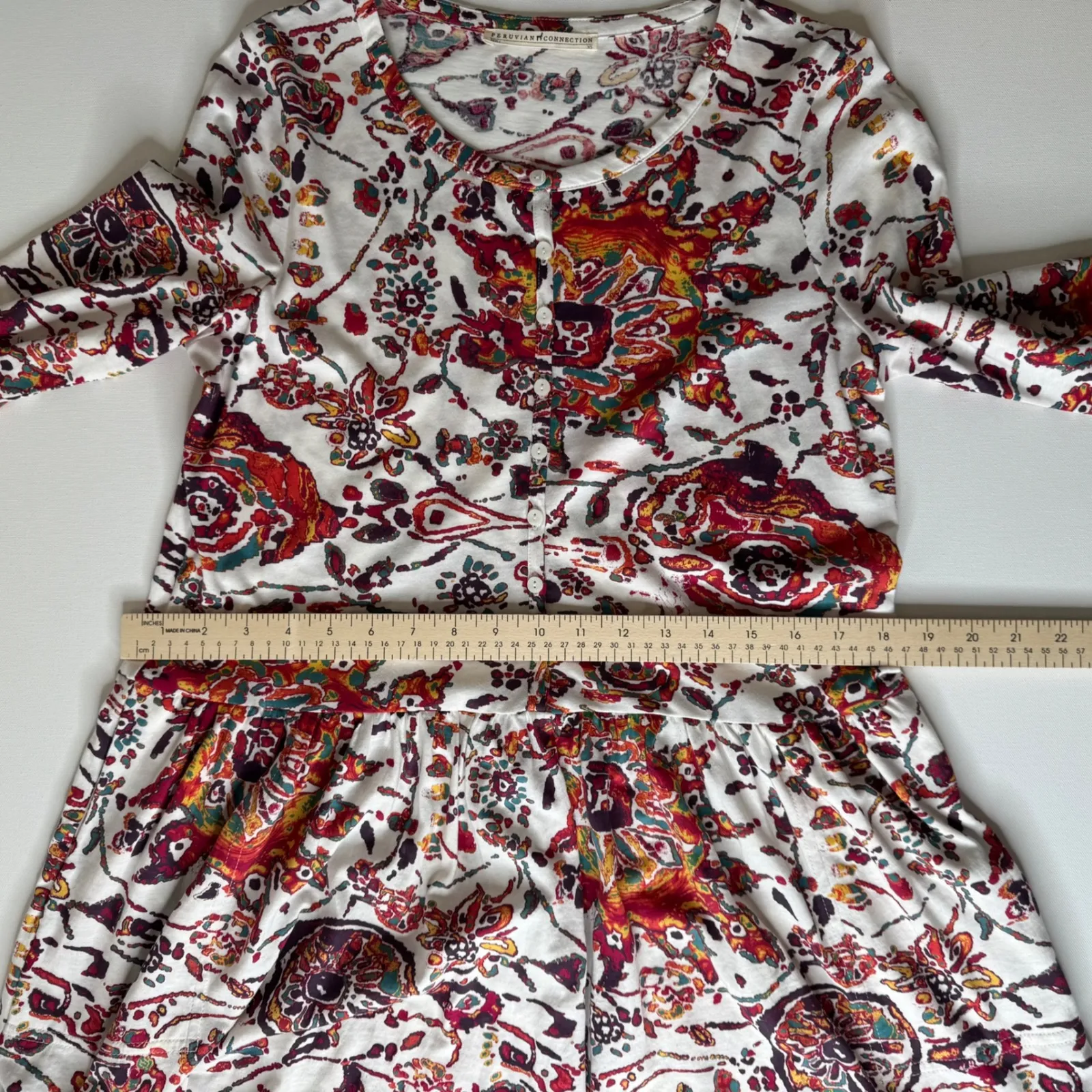 Peruvian Connection Goa Tunic in Pearl Sz XS Dress Floral Colorful Boho Festival - Image 11